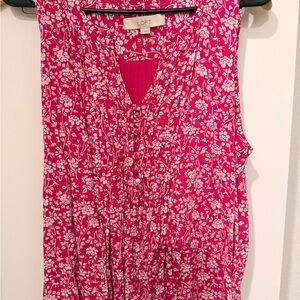 LOFT Fuchsia and White Floral Blouse